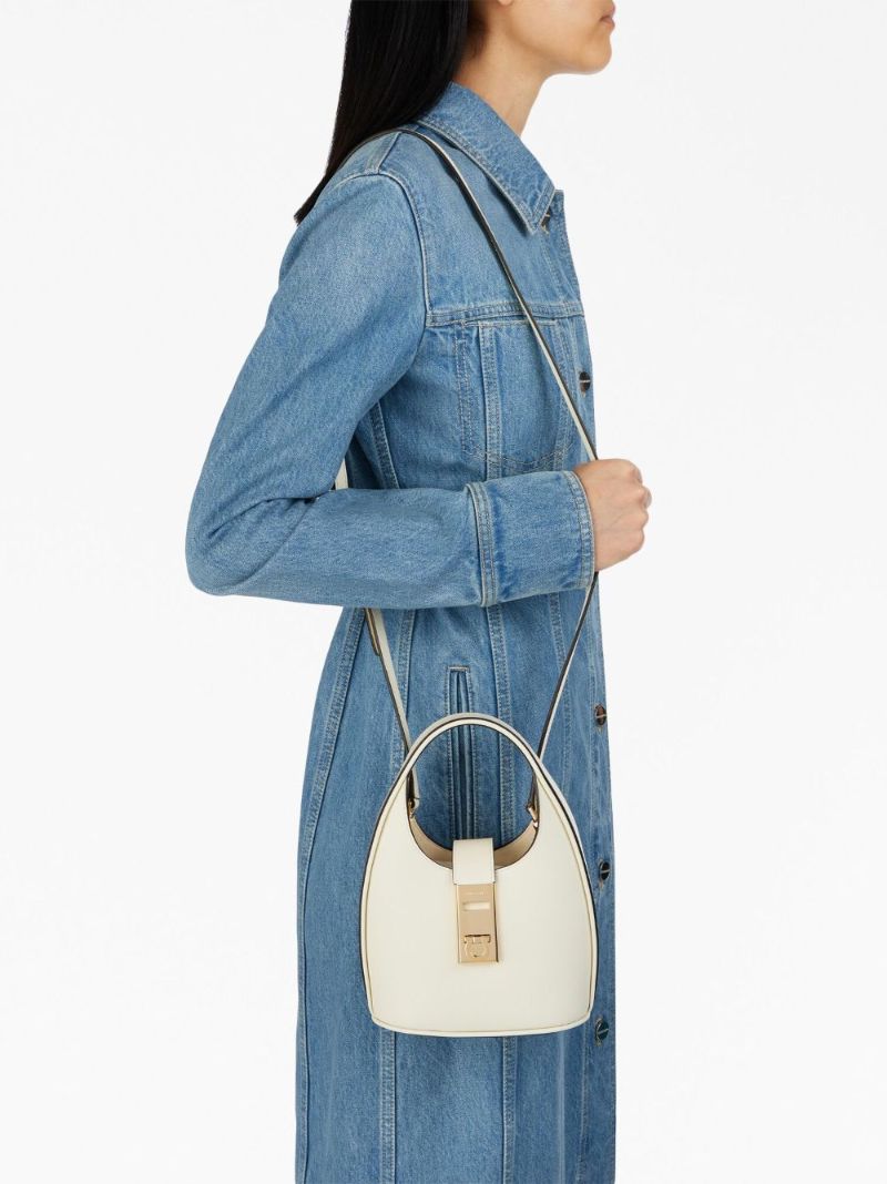 White Gancini Leather Mini Bag