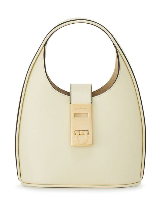 White Gancini Leather Mini Bag