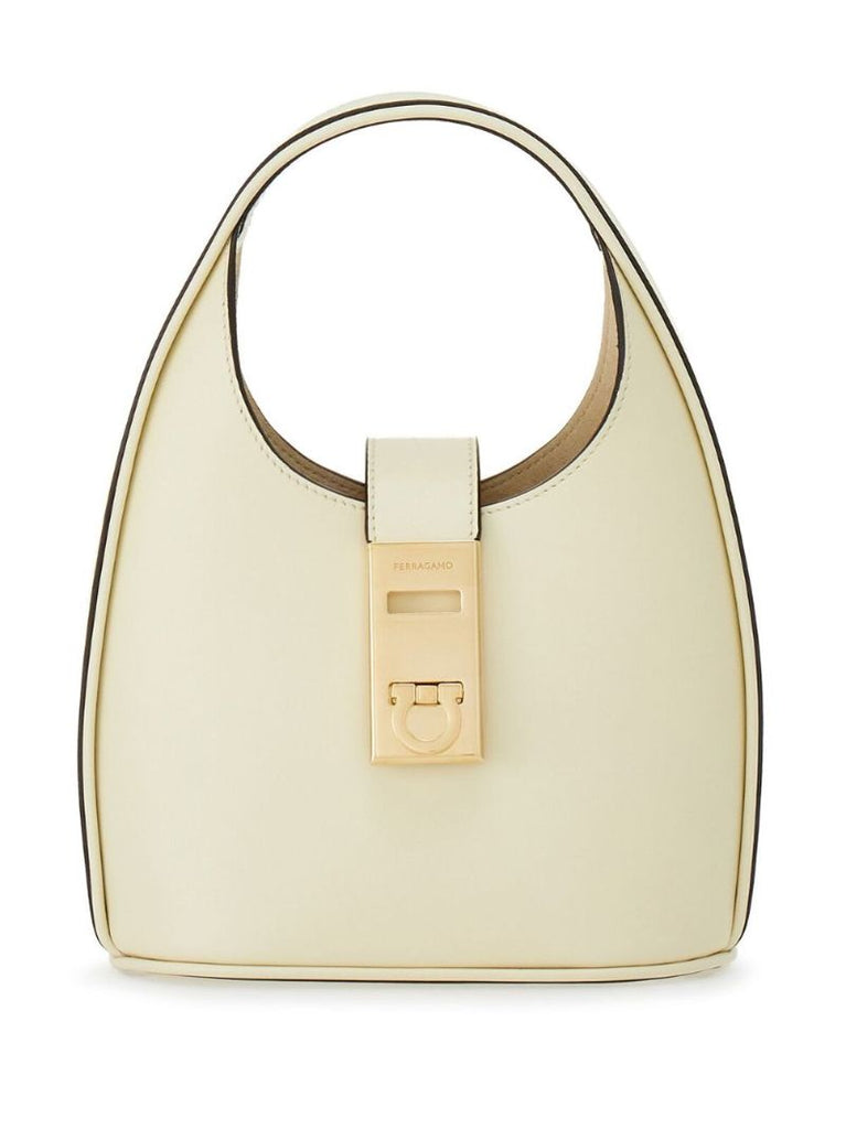 White Gancini Leather Mini Bag