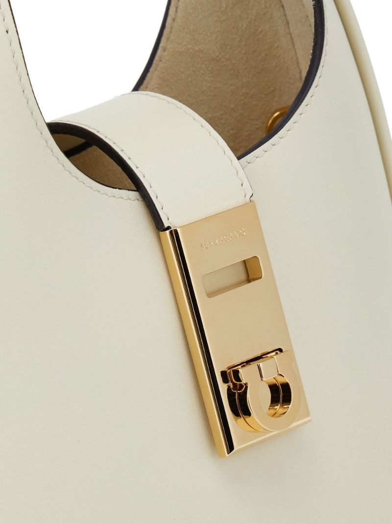 White Gancini Leather Mini Bag