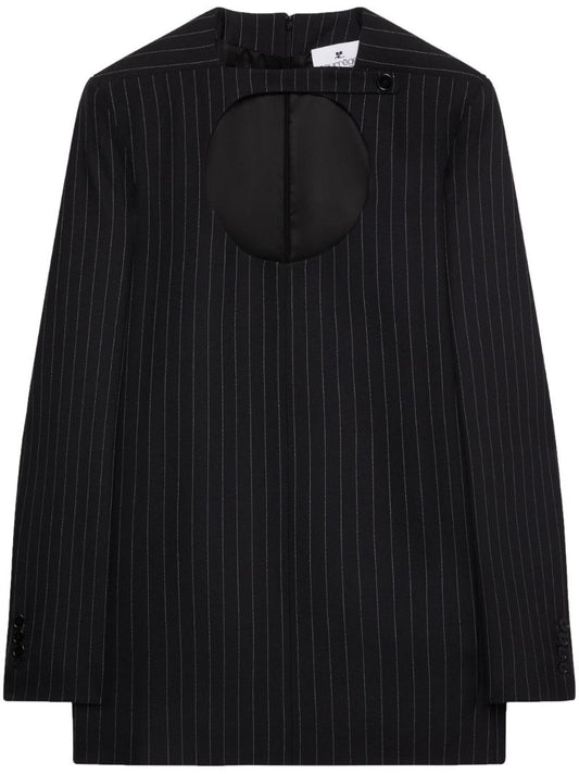 Black Pinstripe Virgin-wool Minidress
