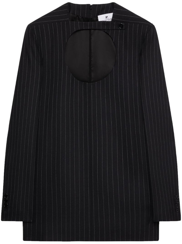 Black Pinstripe Virgin-wool Minidress