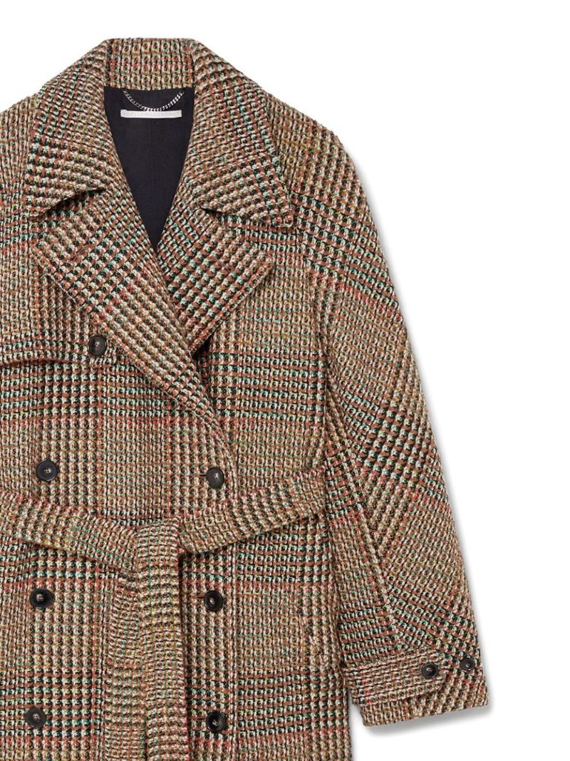 Brown Houndstooth Double-breasted Wool Coat