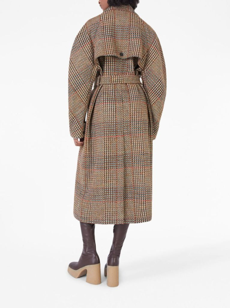 Brown Houndstooth Double-breasted Wool Coat