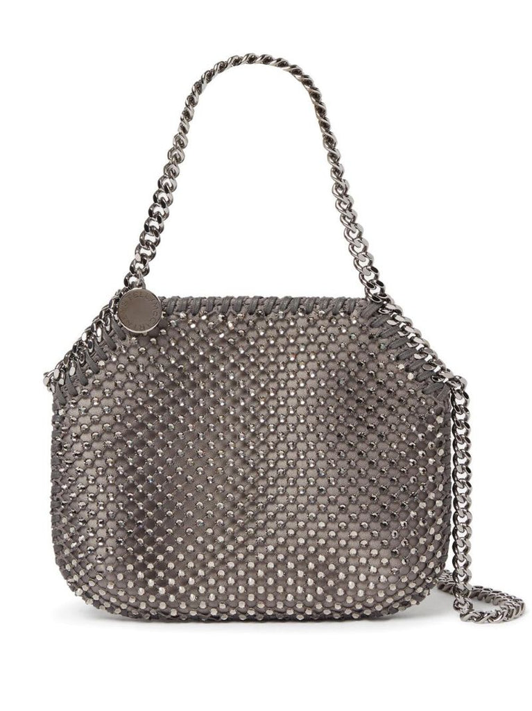 Grey Falabella Crystal Mesh Shoulder Bag