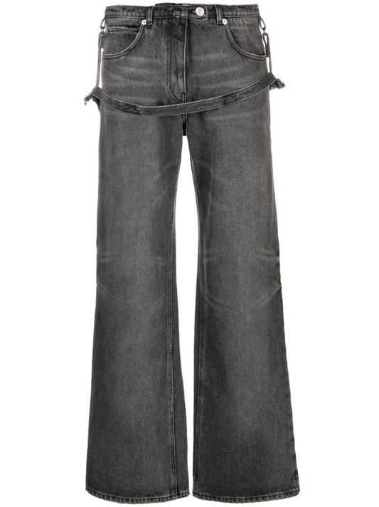 Grey One Strap Stonewashed Jeans