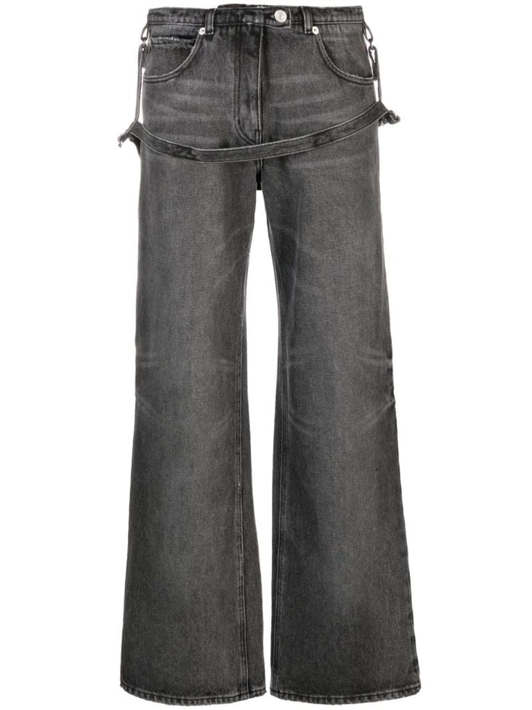 Grey One Strap Stonewashed Jeans
