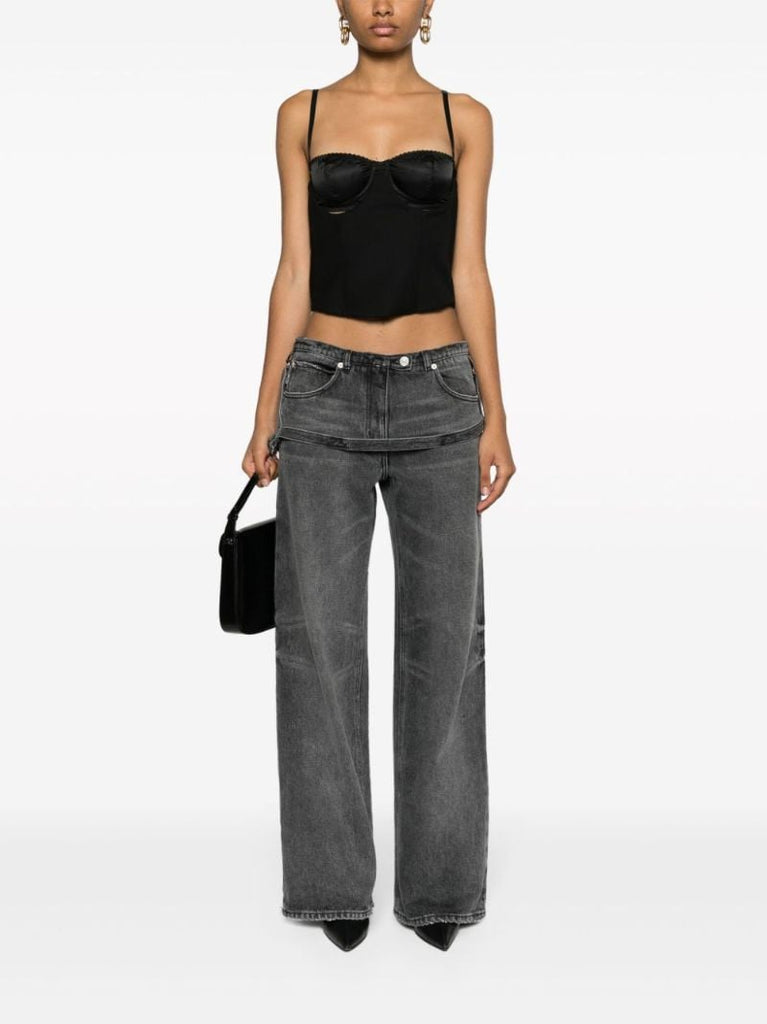 Grey One Strap Stonewashed Jeans