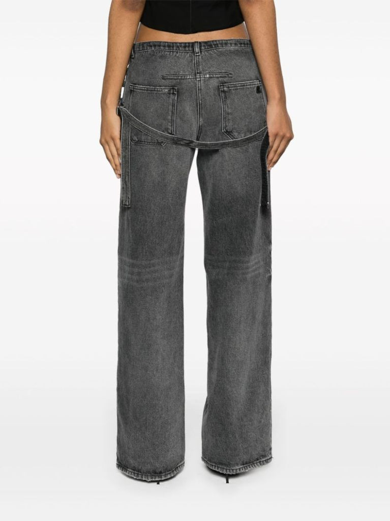 Grey One Strap Stonewashed Jeans