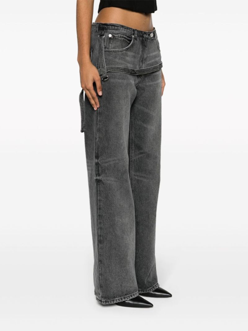 Grey One Strap Stonewashed Jeans