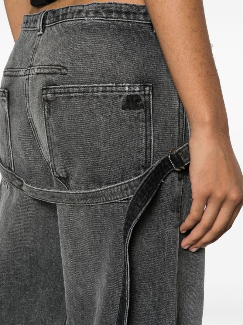 Grey One Strap Stonewashed Jeans