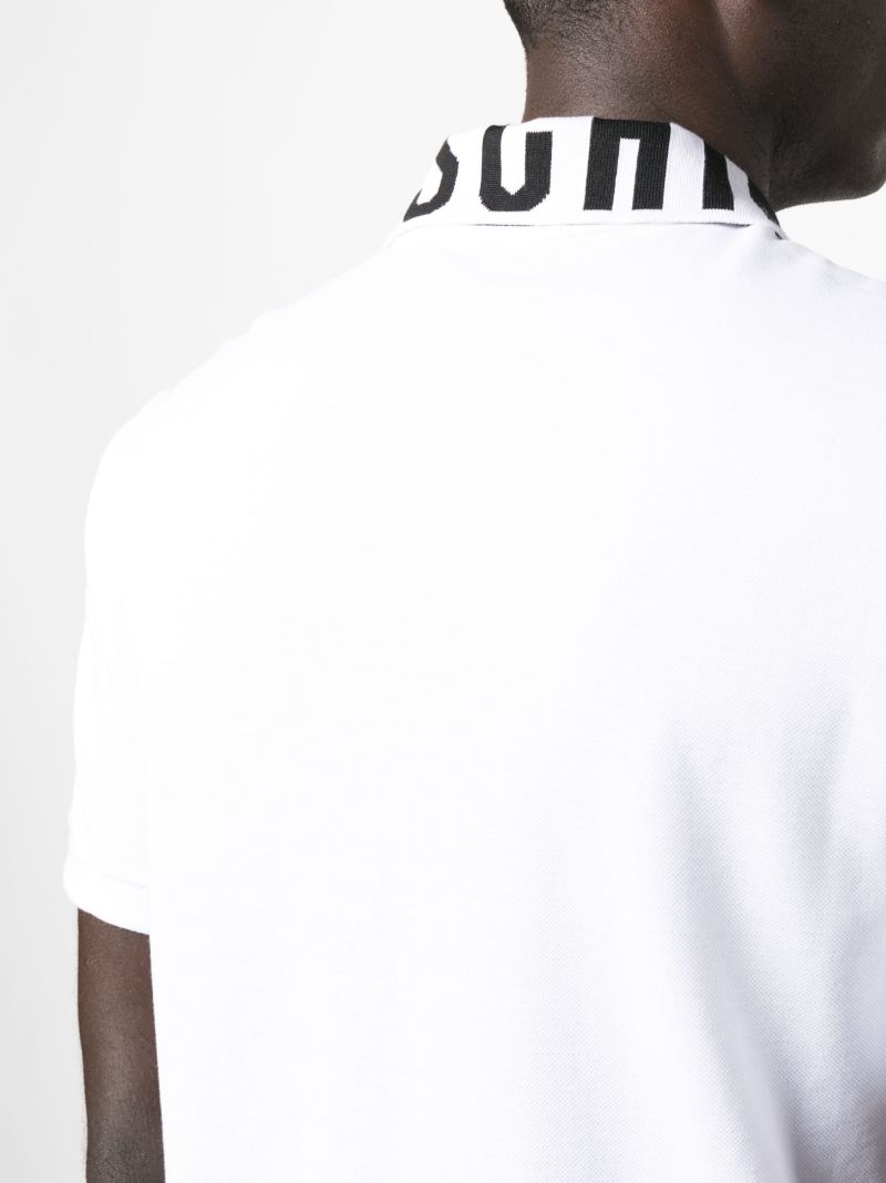 White Logo Pique Polo Shirt