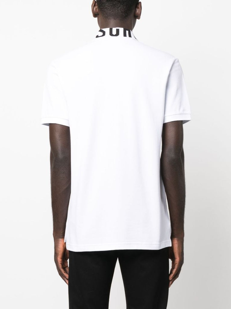 White Logo Pique Polo Shirt