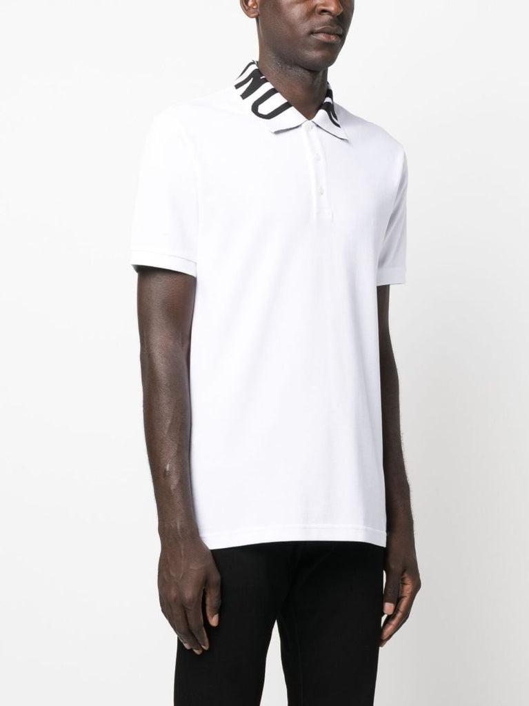 White Logo Pique Polo Shirt