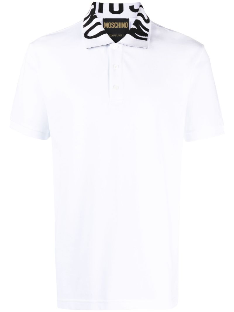 White Logo Pique Polo Shirt