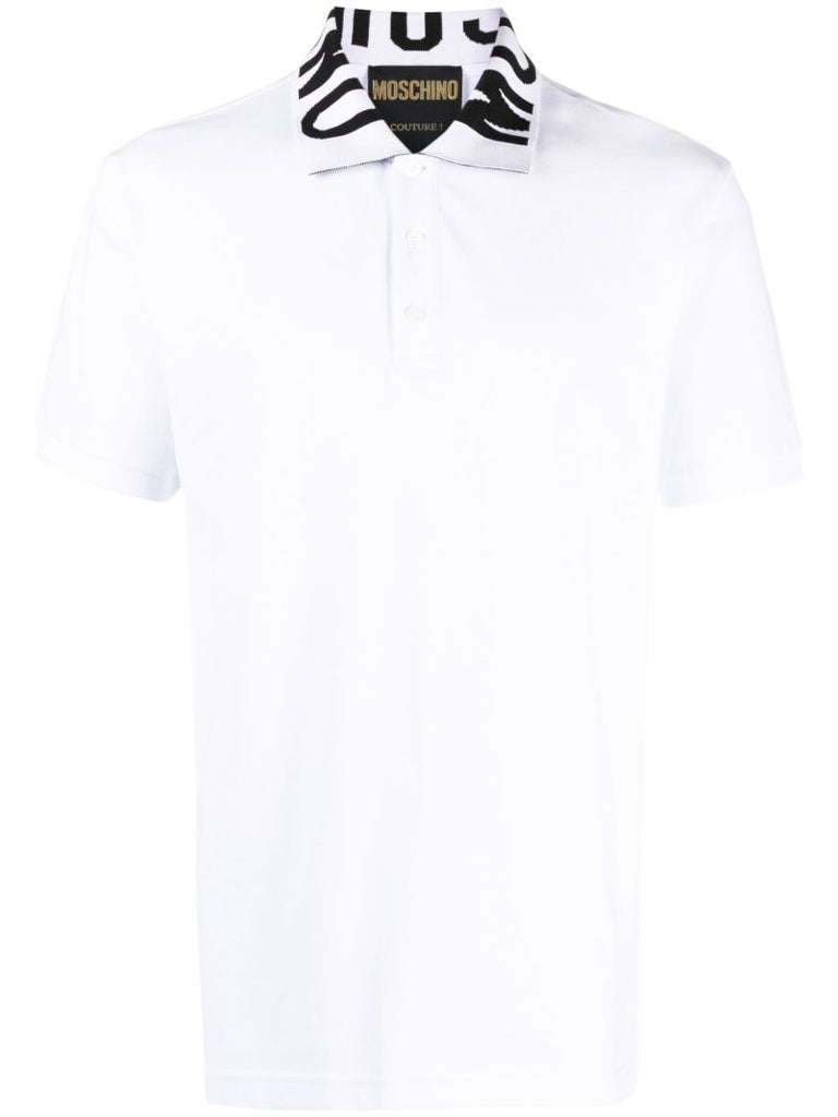 White Logo Pique Polo Shirt