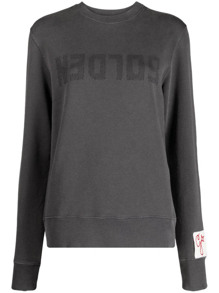 Grey Logo-patch Cotton Sweatshirt