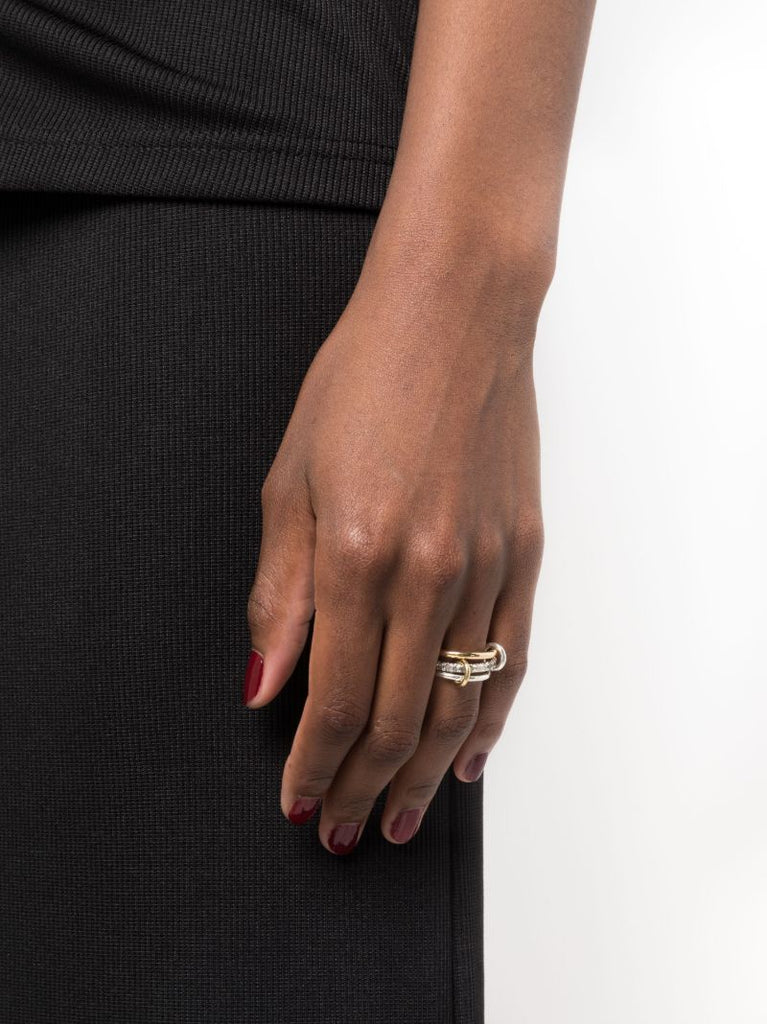 18k Yellow Gold and Sterling Silver Petunia Diamond Ring