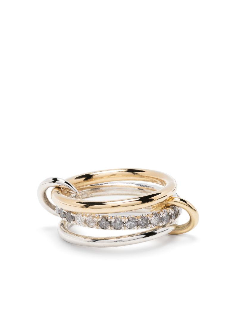 18k Yellow Gold and Sterling Silver Petunia Diamond Ring