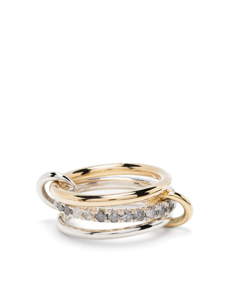 18k Yellow Gold and Sterling Silver Petunia Diamond Ring