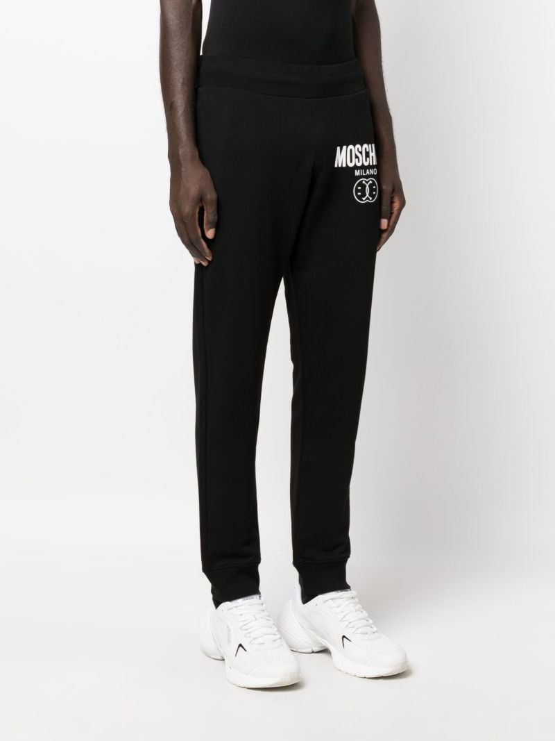 Black Double Smilley Logo Track Pants