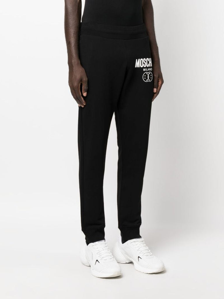Black Double Smilley Logo Track Pants