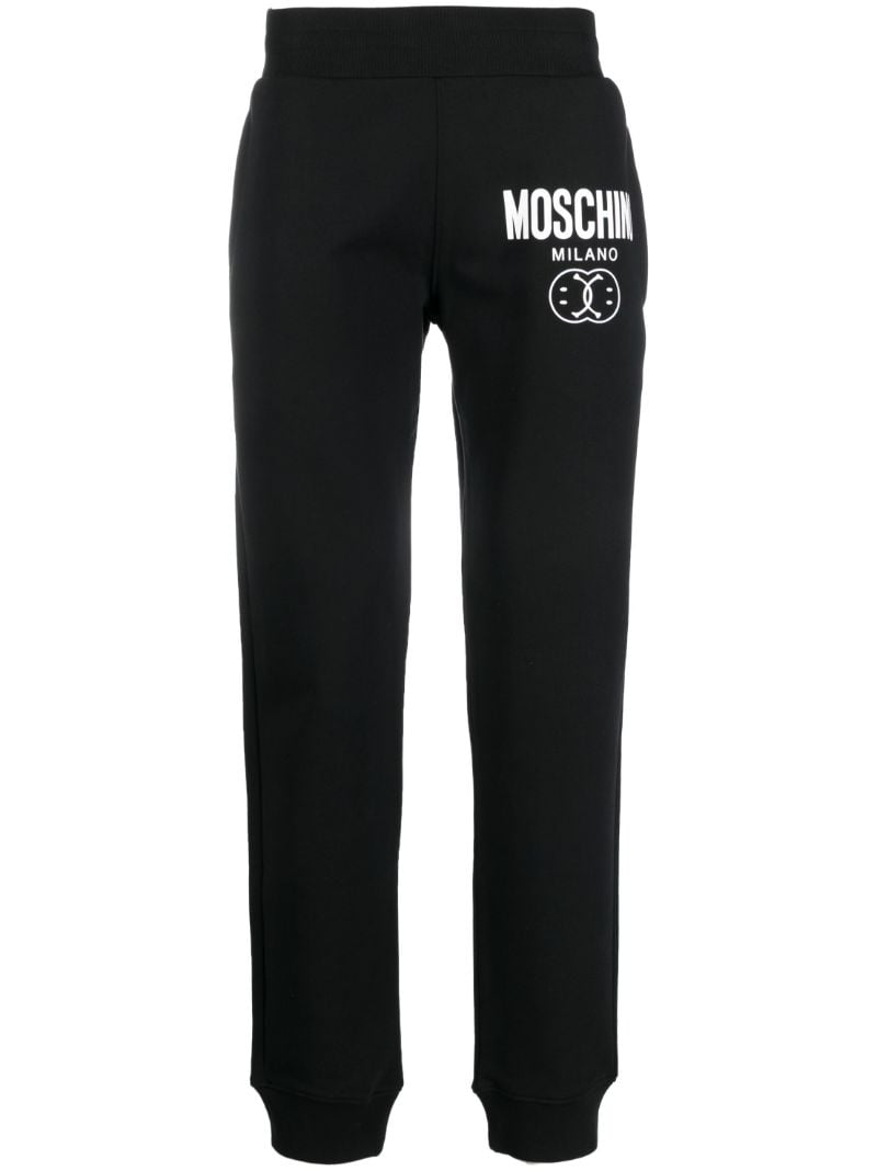 Black Double Smilley Logo Track Pants