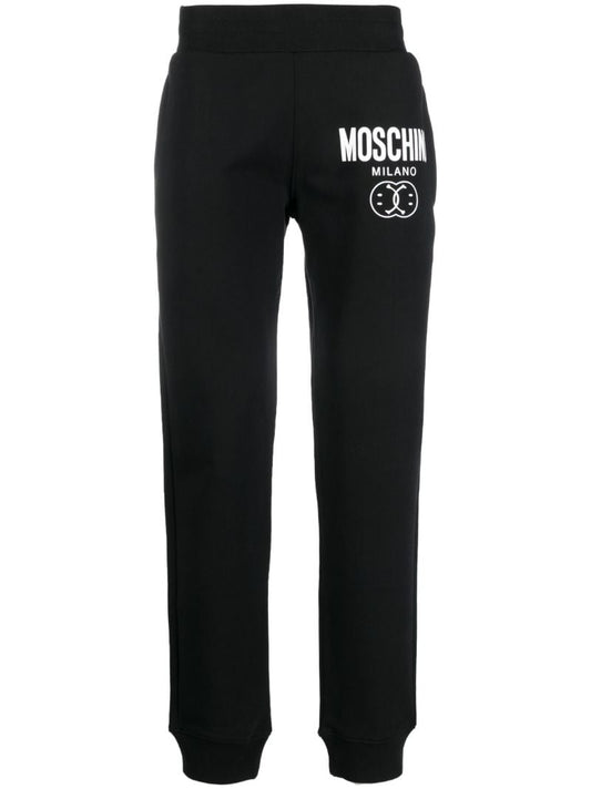 Black Double Smilley Logo Track Pants