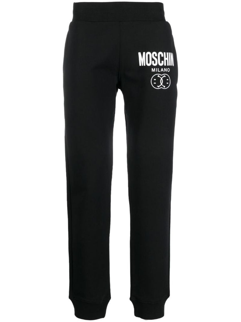 Black Double Smilley Logo Track Pants