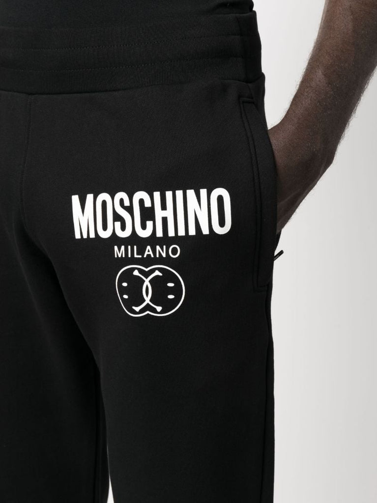 Black Double Smilley Logo Track Pants