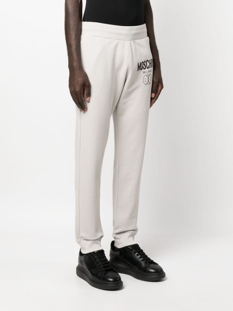 Grey Smiley-print Logo Track Pants