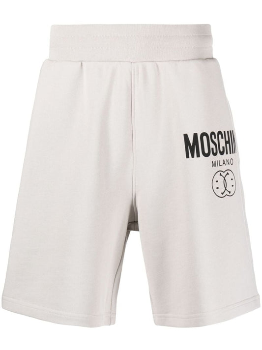 Grey Smiley-print Logo Track Shorts