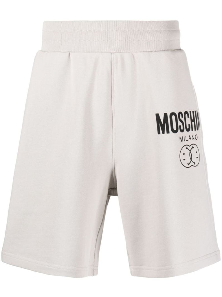 Grey Smiley-print Logo Track Shorts