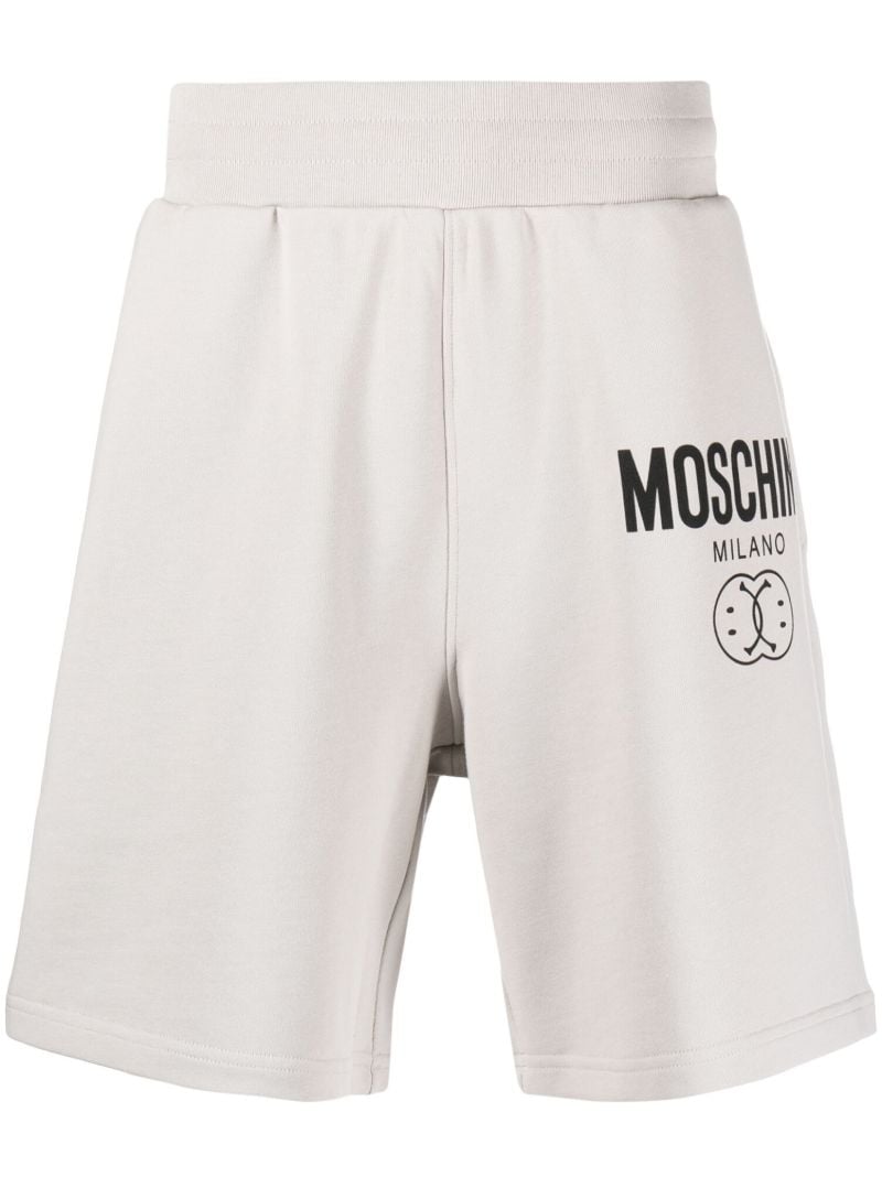 Grey Smiley-print Logo Track Shorts