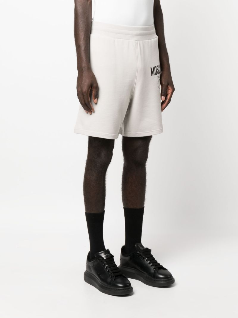 Grey Smiley-print Logo Track Shorts