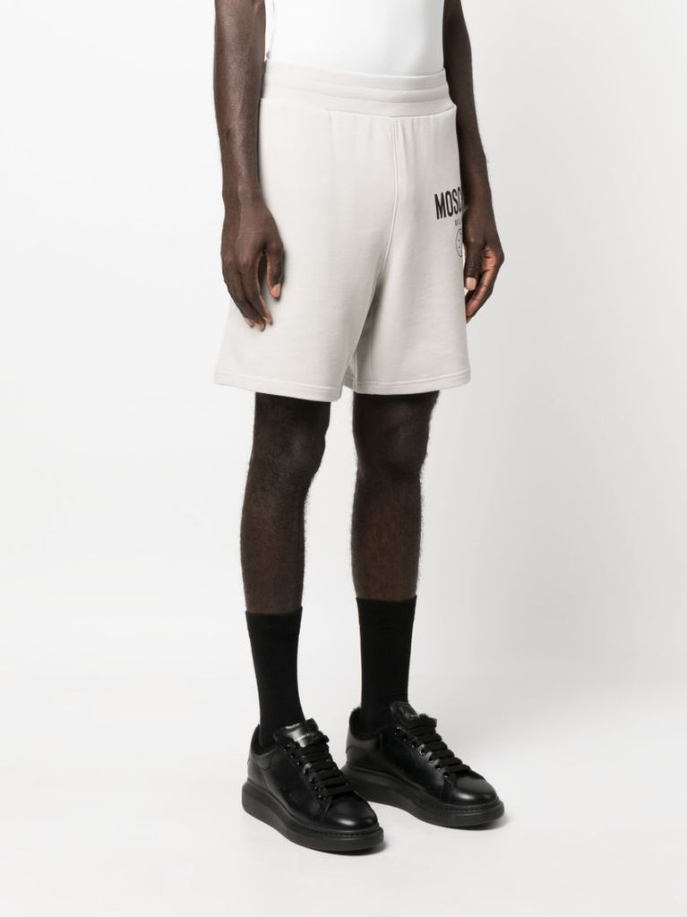 Grey Smiley-print Logo Track Shorts