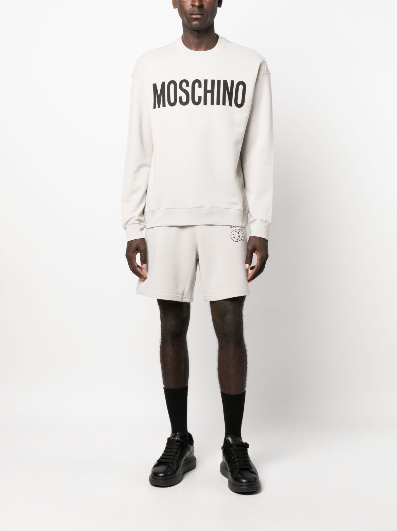 Grey Smiley-print Logo Track Shorts