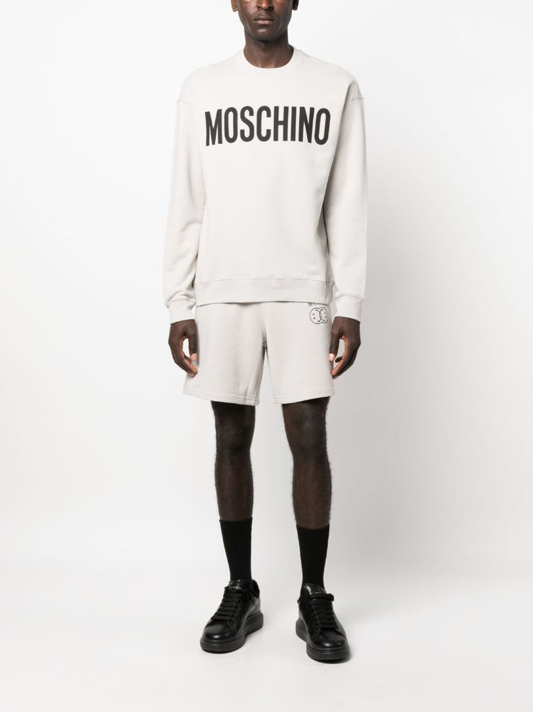 Grey Smiley-print Logo Track Shorts