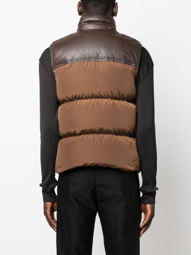 Brown Techno Ottoman Quilted Qilet