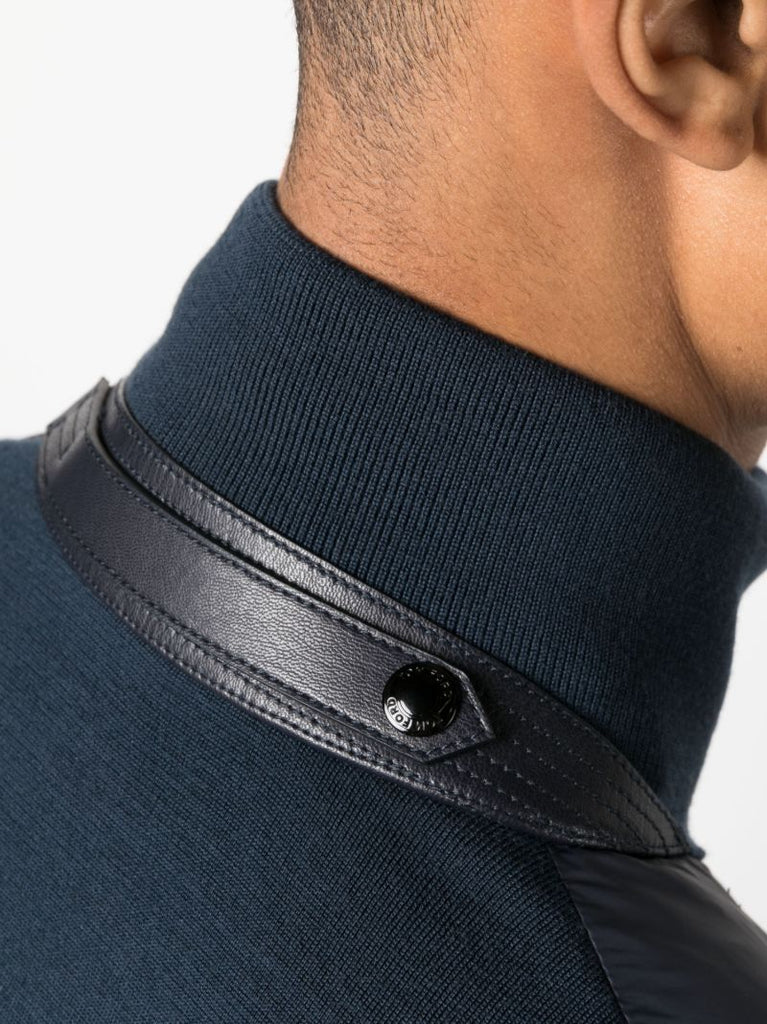 Blue Panelled Padded Down Jacket