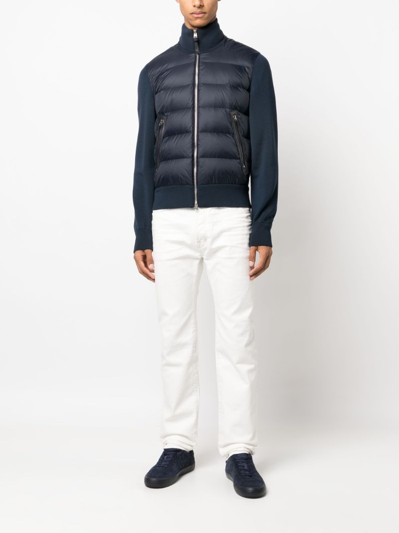Blue Panelled Padded Down Jacket
