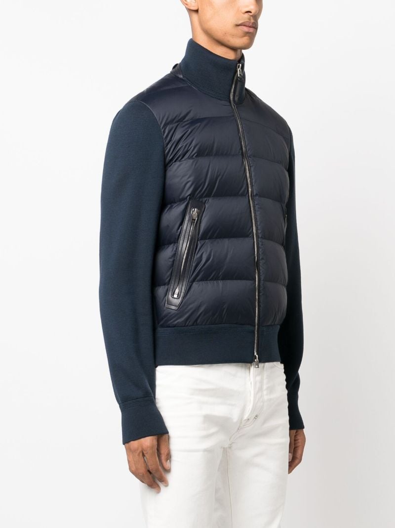 Blue Panelled Padded Down Jacket