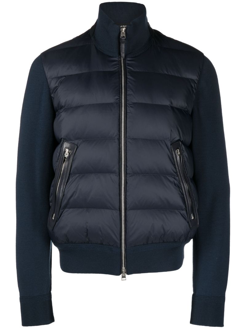 Blue Panelled Padded Down Jacket