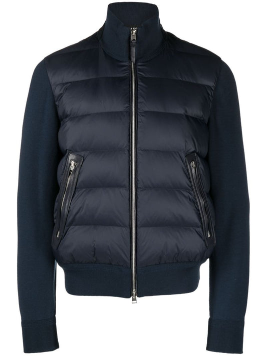 Blue Panelled Padded Down Jacket