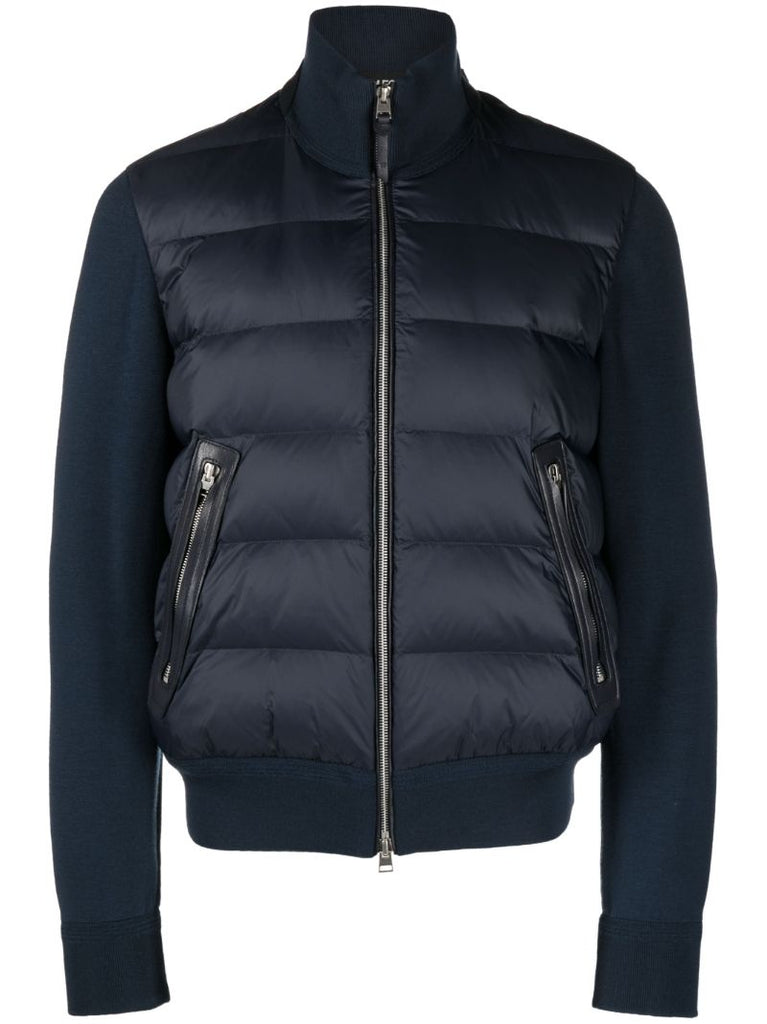 Blue Panelled Padded Down Jacket