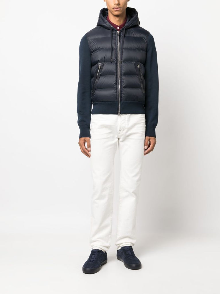 Blue Panelled Padded Down Jacket