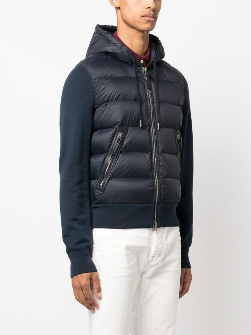Blue Panelled Padded Down Jacket