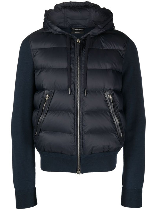 Blue Panelled Padded Down Jacket