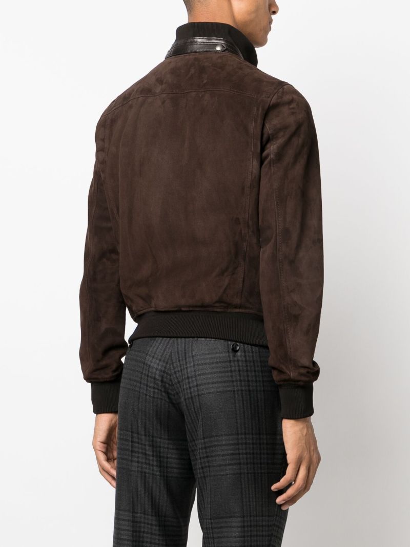 Brown Suede Bomber Jacket
