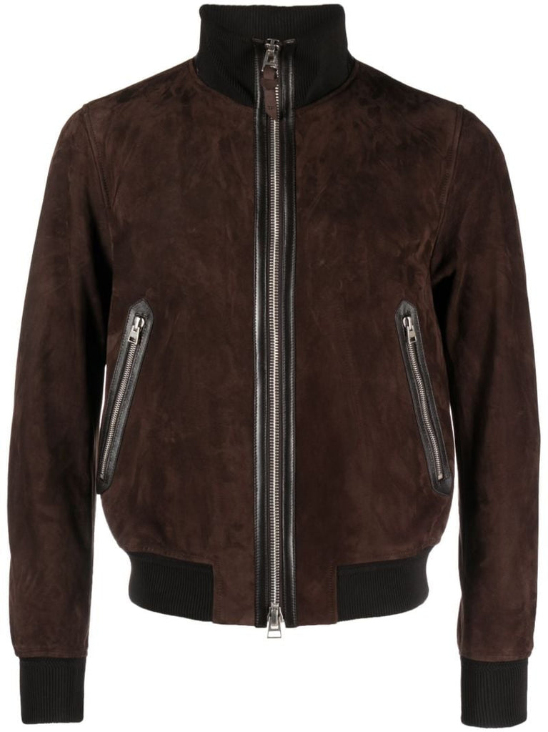 Brown Suede Bomber Jacket